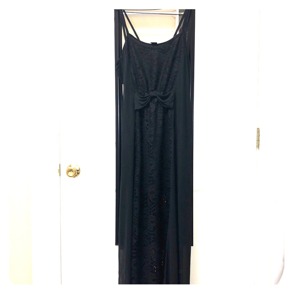 Black Sheer and Lace Maxi Dress
